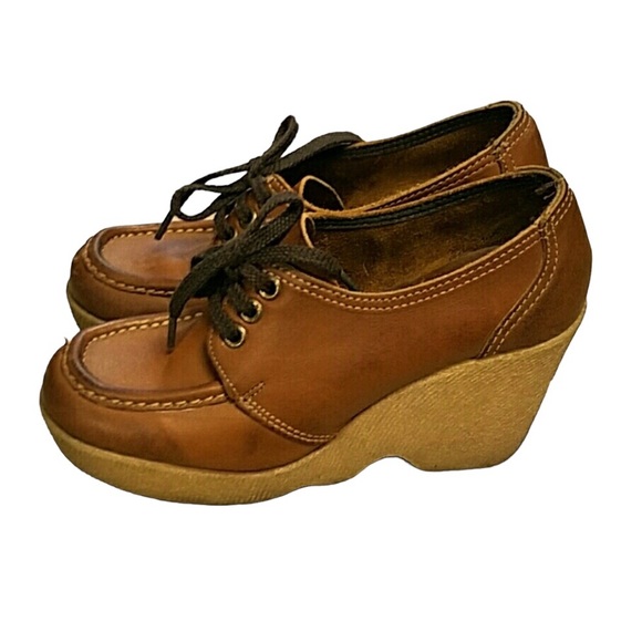 Thom McCan Vintage Brown leather wedge shoes in size 6